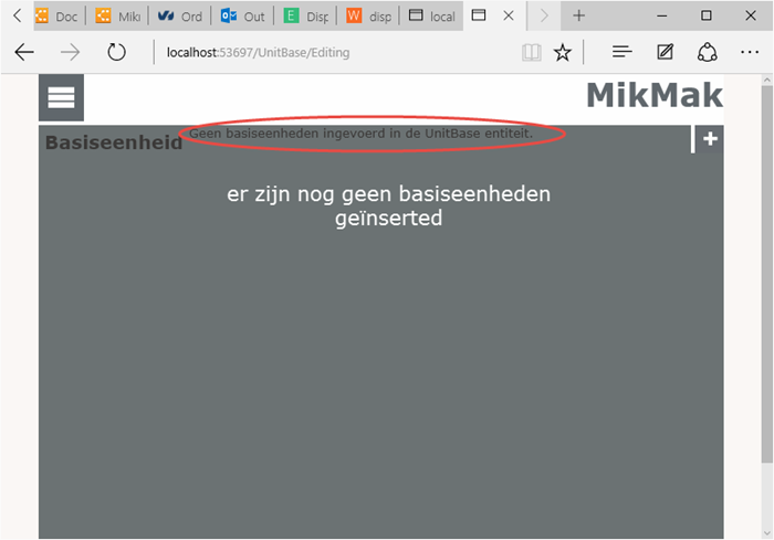 Mikmak View UnitBase Editing pagina leeg en zonder opmaak